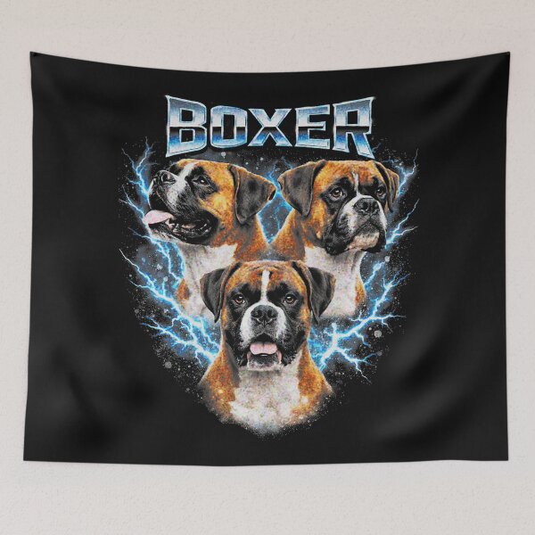 Item preview, Boxer Dog Heavy Metal Artwork With Electric Rock Poster Energy designed and sold by Masonixem.
