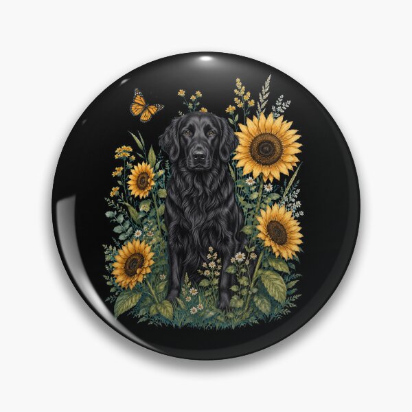 Item preview, Flat Coated Retriever With Sunflower Cottagecore Art Dog Owner designed and sold by TerryConnells.