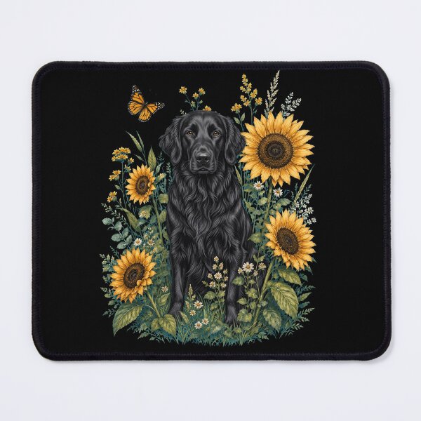 Item preview, Flat Coated Retriever With Sunflower Cottagecore Art Dog Owner designed and sold by TerryConnells.