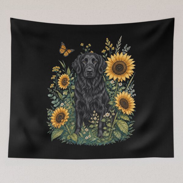 Item preview, Flat Coated Retriever With Sunflower Cottagecore Art Dog Owner designed and sold by TerryConnells.
