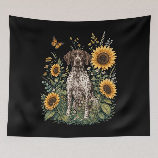 Item preview, German Shorthaired Pointer With Sunflower Cottagecore Art Dog Owner designed and sold by TerryConnells.