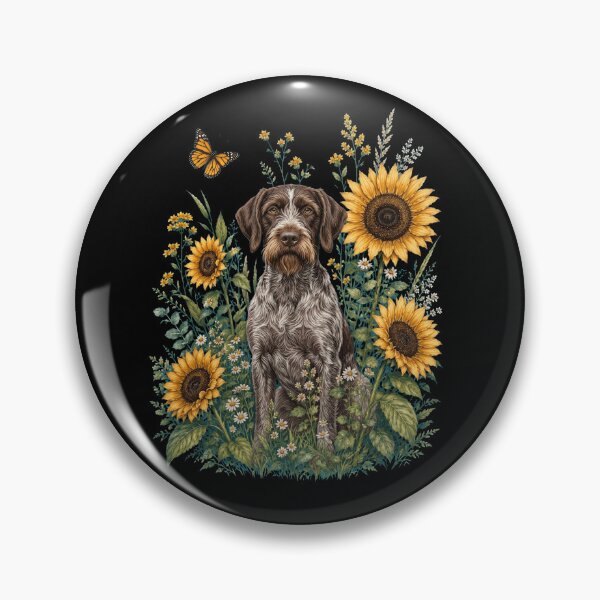Item preview, German Wirehaired Pointer With Sunflower Cottagecore Art Dog Owner designed and sold by TerryConnells.