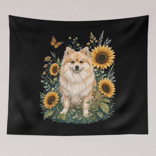 Item preview, German Spitz With Sunflower Cottagecore Art Dog Owner designed and sold by TerryConnells.