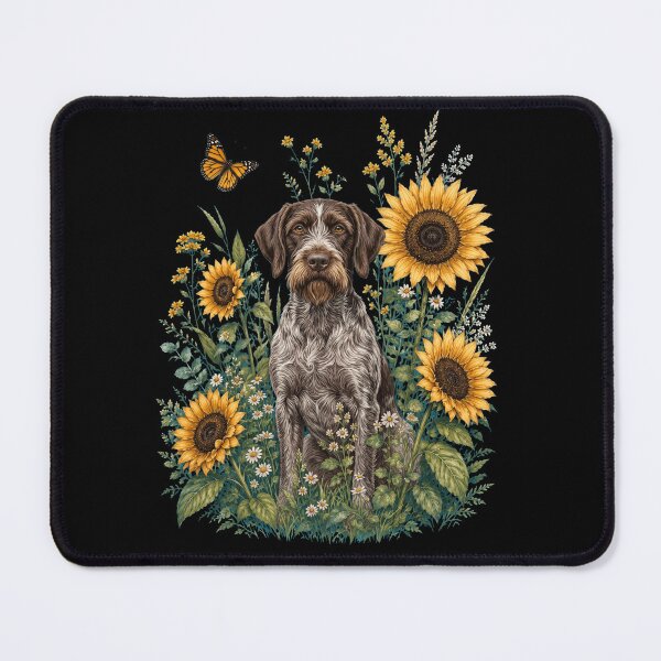 Item preview, German Wirehaired Pointer With Sunflower Cottagecore Art Dog Owner designed and sold by TerryConnells.