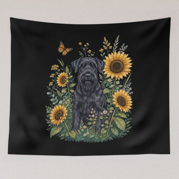 Item preview, Giant Schnauzer With Sunflower Cottagecore Art Dog Owner designed and sold by TerryConnells.