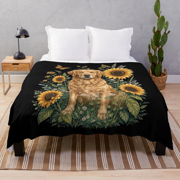 Item preview, Golden Retriever With Sunflower Cottagecore Art Dog Owner designed and sold by TerryConnells.