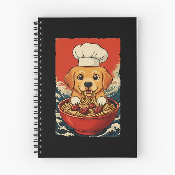 Item preview, Funny Golden Retriever Chef Eating Spaghetti in Cute Retro designed and sold by JordynLadukeg65.