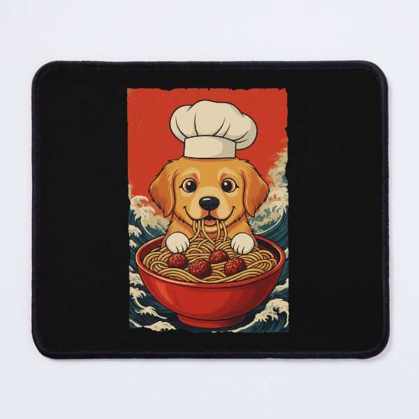Item preview, Funny Golden Retriever Chef Eating Spaghetti in Cute Retro designed and sold by JordynLadukeg65.