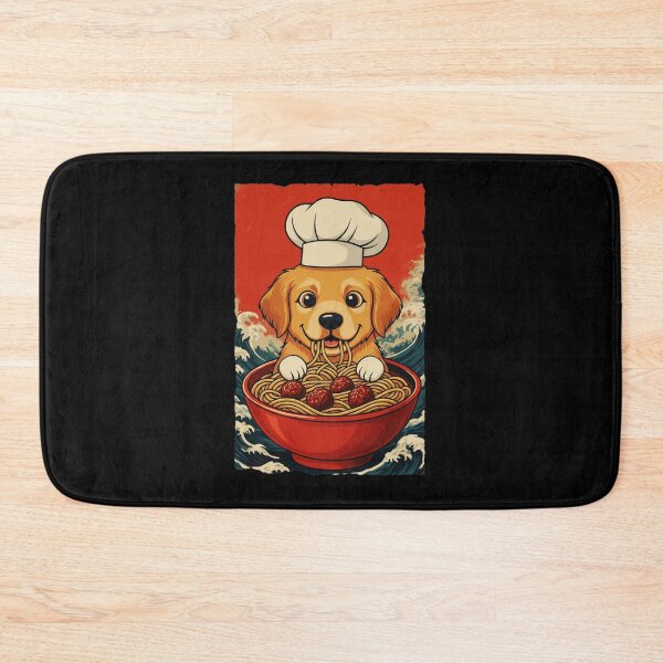 Item preview, Funny Golden Retriever Chef Eating Spaghetti in Cute Retro designed and sold by JordynLadukeg65.