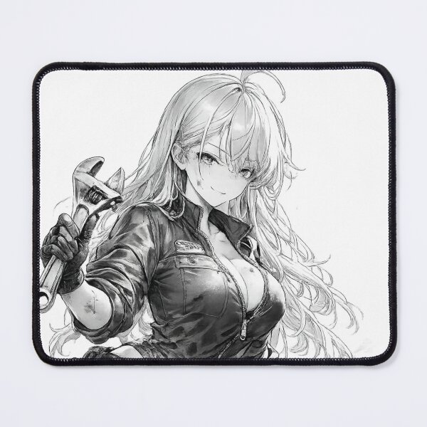Item preview, Anime Mechanic Girl – Black and White Automotive Waifu designed and sold by Ericks0087.