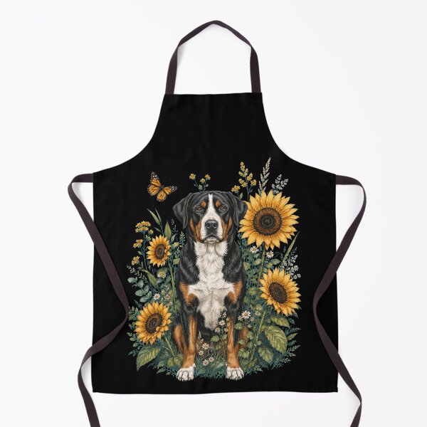 Item preview, Greater Swiss Mountain Dog With Sunflower Cottagecore Art Dog Owner designed and sold by TerryConnells.