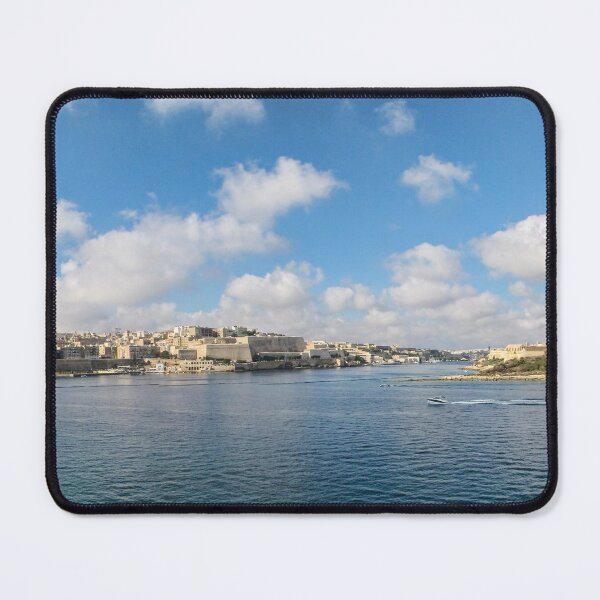 Item preview, Valletta Malta Skyline Over Blue Mediterranean Harbor With Historic Forts And Boats Under Sunny Sky designed and sold by Nmallia.