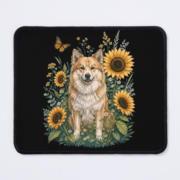 Item preview, Icelandic Sheepdog With Sunflower Cottagecore Art Dog Owner designed and sold by TerryConnells.