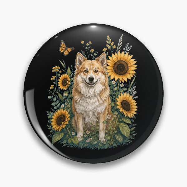 Item preview, Icelandic Sheepdog With Sunflower Cottagecore Art Dog Owner designed and sold by TerryConnells.