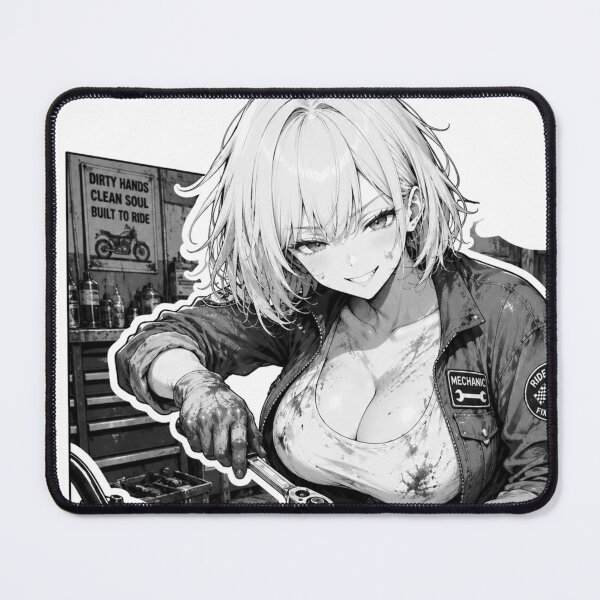 Item preview, Anime Mechanic Girl – Black and White Automotive Waifu designed and sold by Ericks0087.