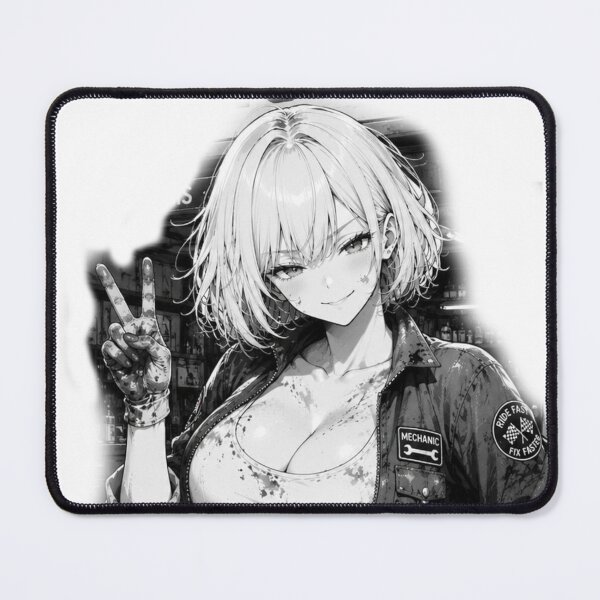 Item preview, Anime Mechanic Girl – Black and White Automotive Waifu designed and sold by Ericks0087.