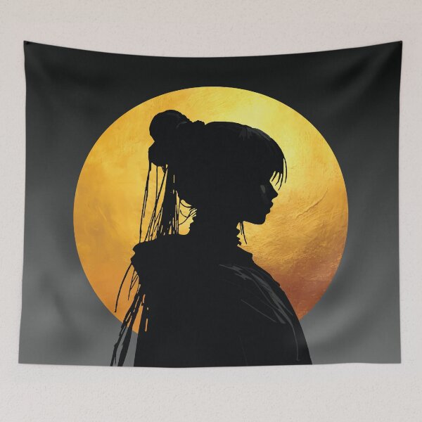 Item preview, Golden Moonlight Anime Girl Silhouette Art designed and sold by RamyGallery.