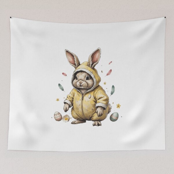 Item preview, Cute Bunny in Yellow Raincoat designed and sold by AQUILAKREO.
