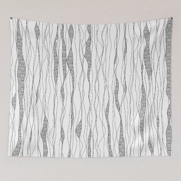 Item preview, Black and White Wavy Art - Nautical Elements Abstract designed and sold by KINKDesign.