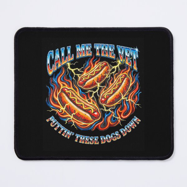 Item preview, Funny Flaming Hot Dog Cartoon With Chaotic Grill Dad Energy designed and sold by Masonixem.