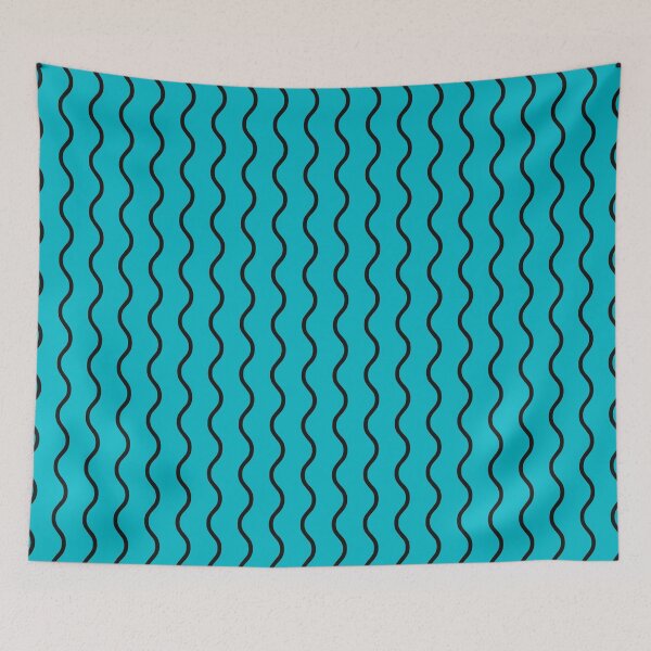 Item preview, Patrón de ondas cian y negras designed and sold by pattern-archive.