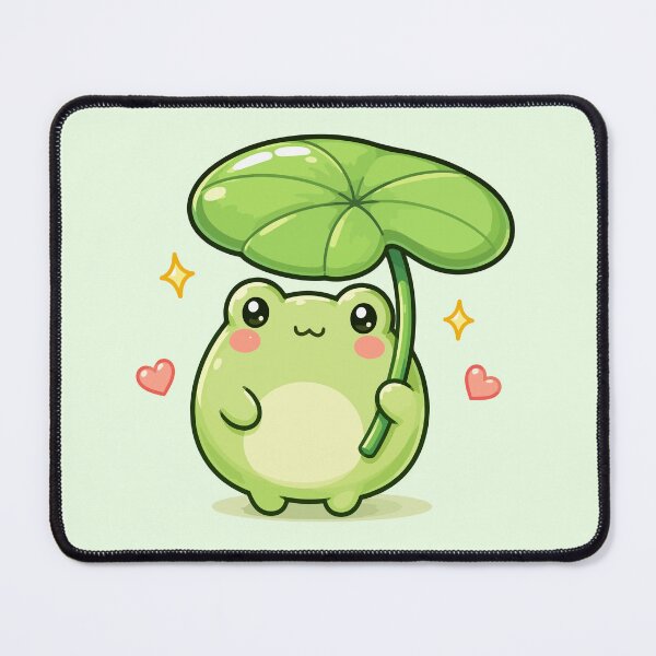 Item preview, Frog With Lily Pad Umbrella Kawaii Cartoon designed and sold by ChosmahDrawing.
