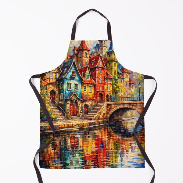 Item preview, Colorful Riverside Village designed and sold by JcAbstractArt.