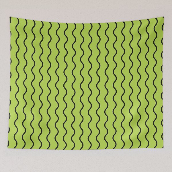 Item preview, Lime And Black Waves Pattern designed and sold by pattern-archive.