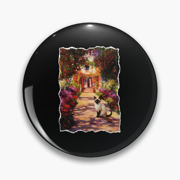 Item preview, Siamese Cat in Sunlit Garden Path Colorful Impressionist Painting Style designed and sold by JordynLadukeg65.