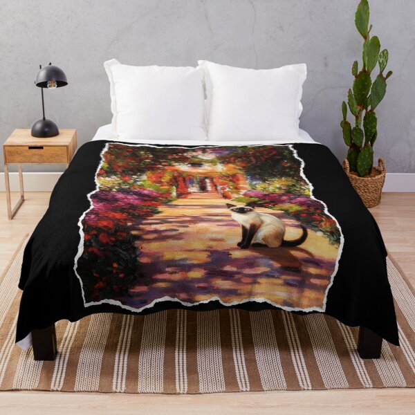Item preview, Siamese Cat in Sunlit Garden Path Colorful Impressionist Painting Style designed and sold by JordynLadukeg65.