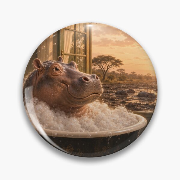 Item preview, Savanna Soak — Whimsical Hippo Bathtub Poster designed and sold by Jandedan.