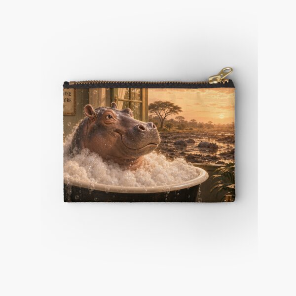 Item preview, Savanna Soak — Whimsical Hippo Bathtub Poster designed and sold by Jandedan.