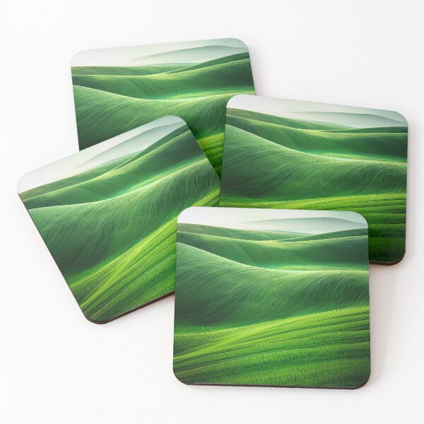 Item preview, Green Rolling Fields Landscape – Textured Farmland Abstract Sticker designed and sold by Picmagico.
