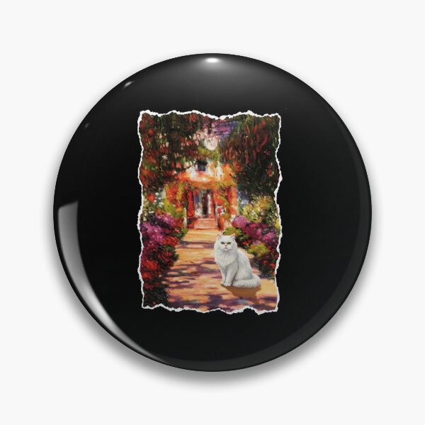 Item preview, White Cat in Dreamy Garden Path With Painterly Cottagecore Atmosphere designed and sold by JordynLadukeg65.
