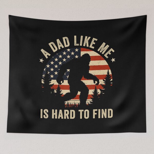 Item preview, Dad Like Me Is Hard to Find Funny Bigfoot American Flag designed and sold by zamiokaline.