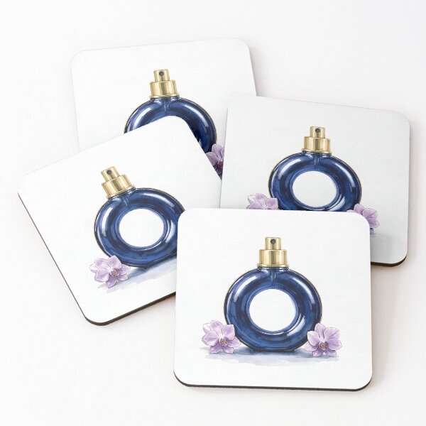 Item preview, Torus Ring Perfume Bottle Watercolor Art -  Sapphire Blue and Orchid designed and sold by LuminaArtRO.