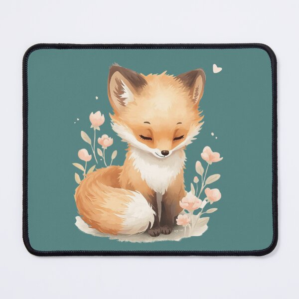 Item preview, A small pastel fox, tail curled, looking down, flowers around. designed and sold by Art70shop.