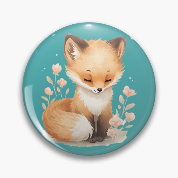 Item preview, A small pastel fox, tail curled, looking down, flowers around. designed and sold by Art70shop.