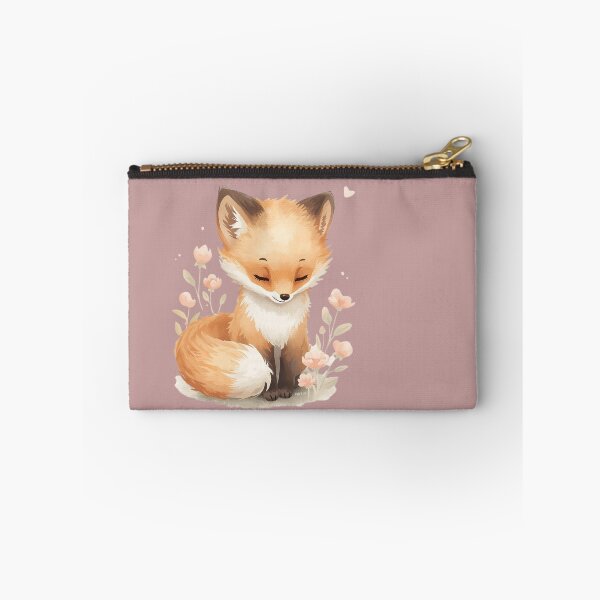 Item preview, A small pastel fox, tail curled, looking down, flowers around. designed and sold by Art70shop.