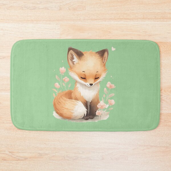 Item preview, A small pastel fox, tail curled, looking down, flowers around. designed and sold by Art70shop.