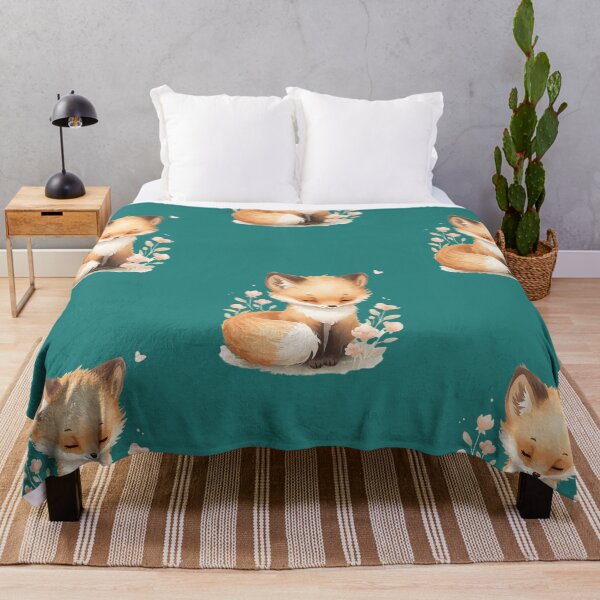Item preview, A small pastel fox, tail curled, looking down, flowers around. designed and sold by Art70shop.