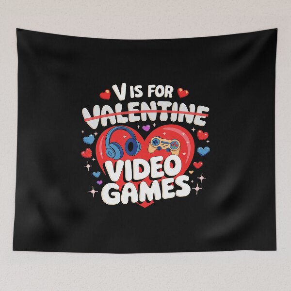 Item preview, V Is For Video Games Funny Gamer Valentine Retro Arcade designed and sold by FGTV2021.