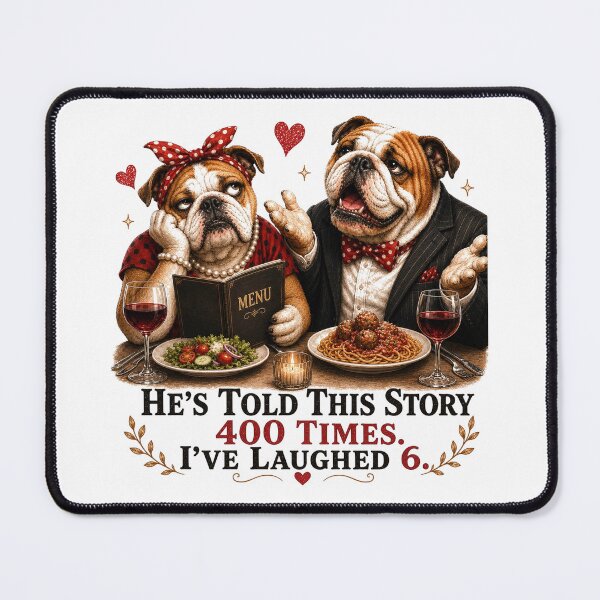 Item preview, Funny Bulldog Couple Dinner Marriage Humor Gift designed and sold by Gentlestate.