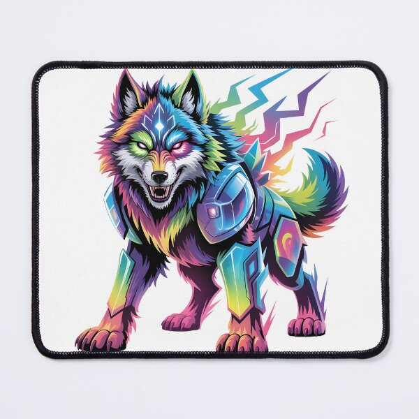 Item preview, Cyber Wolf King Neon Rainbow T-Shirt | Futuristic Animal Design designed and sold by RBToper.