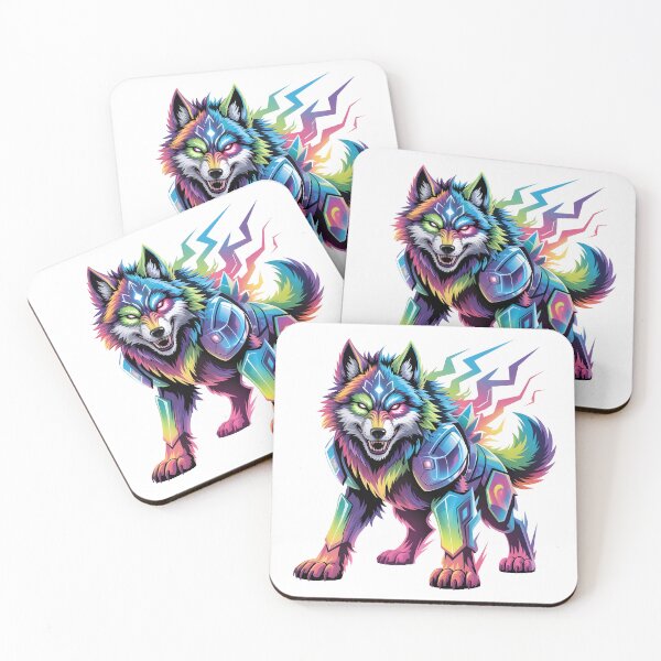 Item preview, Cyber Wolf King Neon Rainbow T-Shirt | Futuristic Animal Design designed and sold by RBToper.