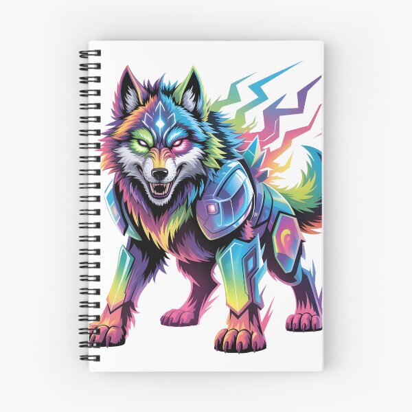 Item preview, Cyber Wolf King Neon Rainbow T-Shirt | Futuristic Animal Design designed and sold by RBToper.