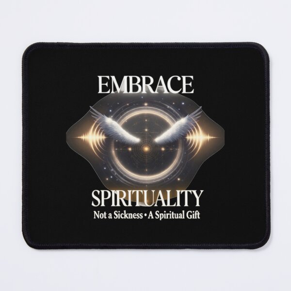 Item preview, “Embrace Spirituality – Not a Sickness • A Spiritual Gift     > Created with Grok Imagine by xAI ✨     > Mystical angel wings, golden sound waves & celestial glow for spiritual awakening. designed and sold by The imaginary unit..