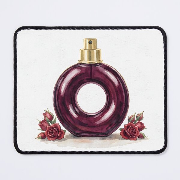 Item preview, Torus Ring Perfume Bottle Watercolor Art -  Burgundy and Red Roses designed and sold by LuminaArtRO.