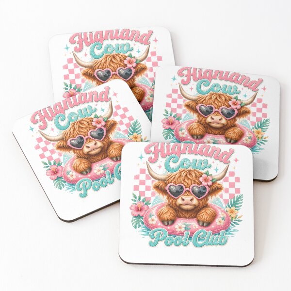 Item preview, Highland Cow Pool Club Cute Retro Summer Cow Design designed and sold by PixelModeShop.