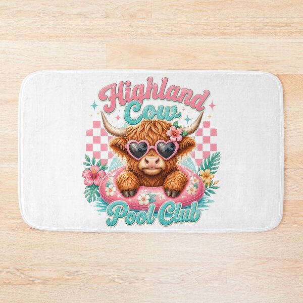 Item preview, Highland Cow Pool Club Cute Retro Summer Cow Design designed and sold by PixelModeShop.